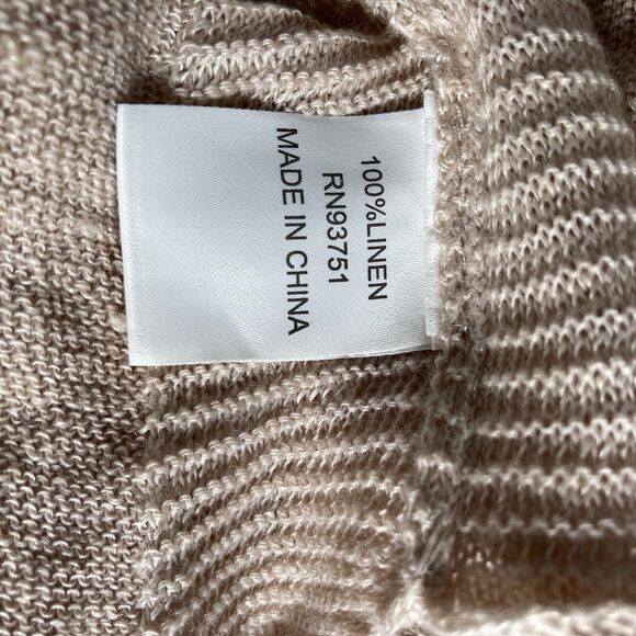 In Cashmere Women's V Neck 100% Linen Pullover Sweater Warm Ivory Color XL NWT - Picture 6 of 7